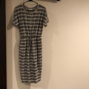 A crew neck striped dress